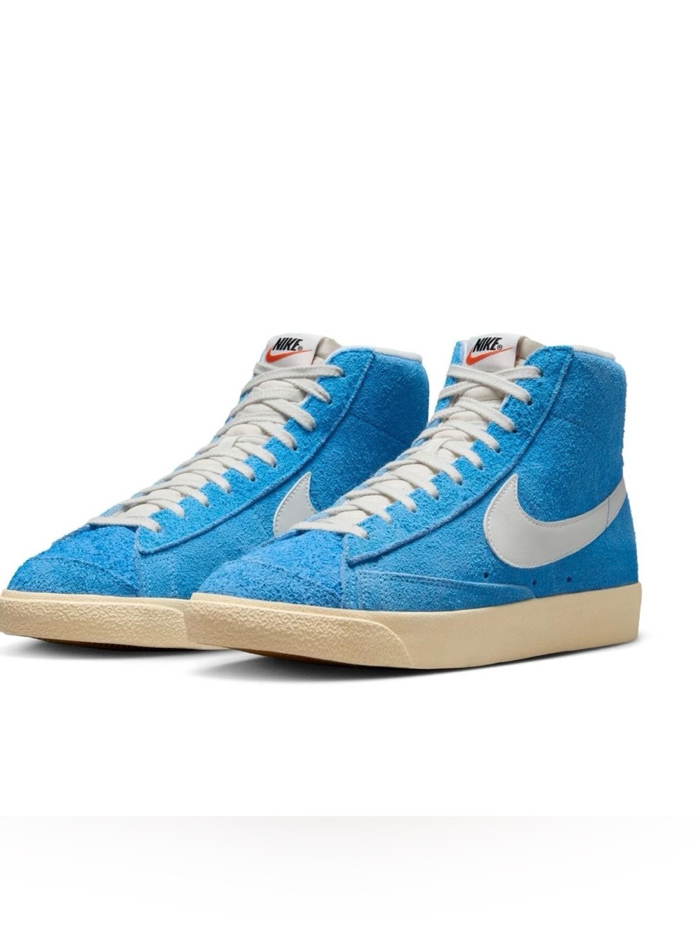 Nike Men's High-Top Suede Sneakers - Bright Blue & White